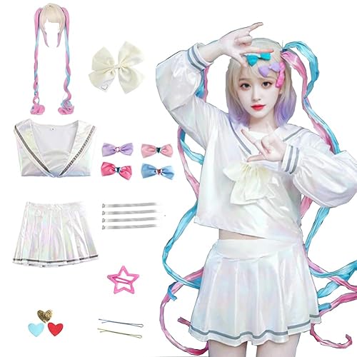 SDXLV Kangel Costume Needy Streamer Overload Cosplay Uniform for Women Party Birthday - White+wig - Medium