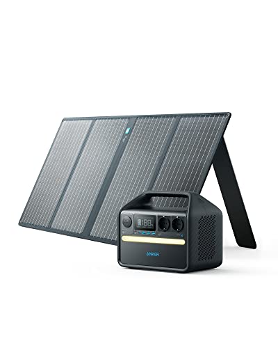 Anker 535 Power Station mit 1 * 100W Solarpanel, tragbare Powerstation 512Wh, Balkonkraft LiFePO4, 60W USB-C PD Ladeleistung, PowerHouse für Draußen, Camping, Stromausfälle, Balkon - 535 mit 1x100W