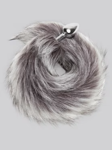 DOMINIX Deluxe Stainless Steel Small Faux Silver Fox Tail Butt Plug