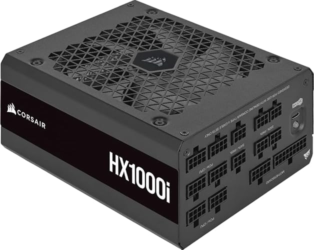 Corsair HX1000i, HXi Series, 80 PLUS Platinum Fully Modular Ultra-Low Noise ATX Digital Power Supply (Triple EPS12V Connectors, 140mm Fluid Dynamic Bearing Fan, Zero RPM Fan Mode) Black - 1000 Watt - HXi - Power Supply