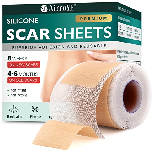Silicone Scar Sheets,Silicone Scar Tape(1.6"x 120" Roll-3M), Reusable and Effective Scar Removal Sheets, Silicone Scar Removal Sheets for Surgical Scars,Healing Keloid, C-Section, Tummy Tuck - 1.6"x 120" Roll