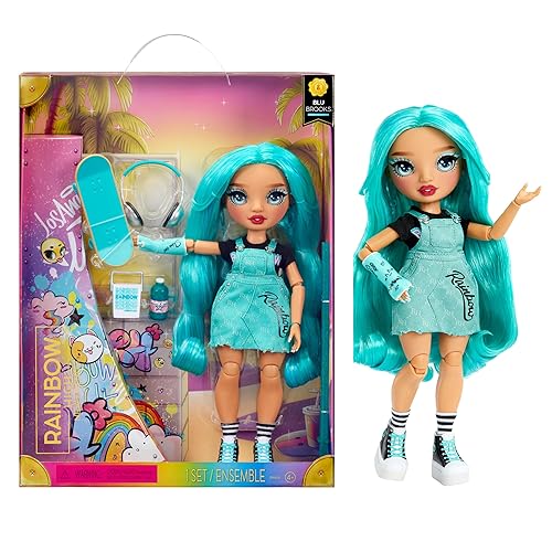 Rainbow High Blu - Blue Fashion Doll in Fashionable Outfit, Wearing a Cast & 10+ Colorful Play Accessories. Gift for Kids 4-12 Years and Collectors