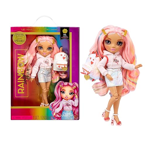 Rainbow High Rainbow Junior High Special Edition Kia Hart - 9" Pink Posable Fashion Doll with Accessories and Open/Close Soft Backpack. Great Toy Gift for Kids Ages 4-12 - Single