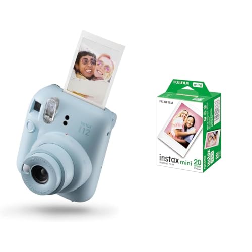 INSTAX Mini 12 Sofortbildkamera Pastel-Blue + Mini Film Standard (20/PK) - Pastel-Blue - mit Instant Film (20 Blatt)
