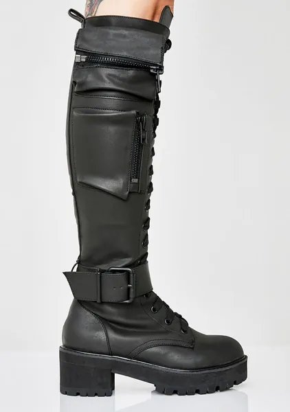 Obsidian Pocket Combat Boots | US 10