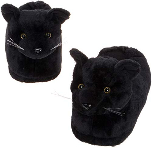 Silver Lilly Fuzzy Animal Slippers for Women & Men, House Shoes, Teddy Bear, Cow, Cute, Great Mother's Day Gift for Mom, Wife, Daughter - Medium - Cat