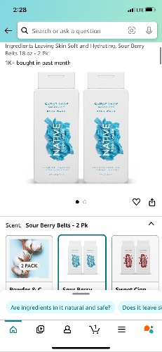 Native blue sour belts body wash 2 pack 