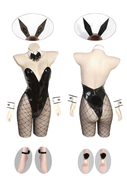 Noir Bunny Costume Sexy Bodysuit and Stockings with Headband
