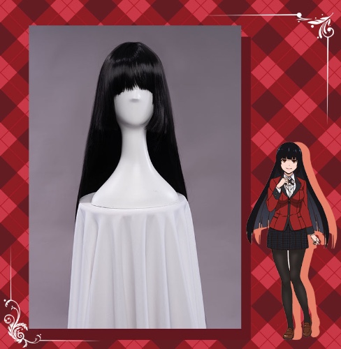 【Pre-sale】Uwowo Anime Kakegurui Jabami Yumeko Cosplay Wig 80cm Around Long Black Hair