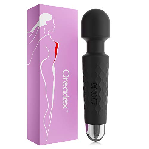 Rechargeable Vibrator, 20 Patterns & 5 Speeds,G-Spot Wand Vibrator, Clit Vibrators, Sex Toys, Quiet & Powerful - Waterproof , Dildos, Adult Toys, Personal Wand Massager - Obsidian Black - Sky Blue