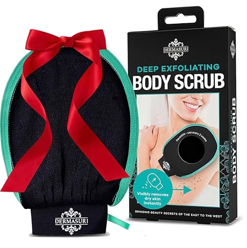 Dermasuri Deep Exfoliating Glove - Exfoliating Mitt Body Scrubber - Korean Skin Scrubber Exfoliator & Dead Skin Remover - Keratosis Pilaris Scrub - Spray Tan Remover -  Shower Skincare (1 Pack) - 1 Count (Pack of 1)
