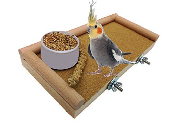 Bird platform perch shelf cage accessory! Beech doweling wood perimeter! For cockatiels, budgies, parrotlets, finches, canaries! Strong, built to last! Aesthetic look! Excellent gift!