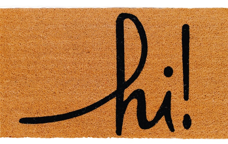 THEODORE MAGNUS Natural Coir Doormat with Non-Slip Backing - 17 x 30 - Outdoor / Indoor - Welcome Mats - Natural - hi! - COIR-1730-15-161 - Natural - Hi!