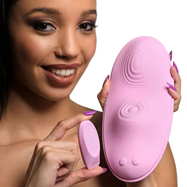 INMI The Pulse Slider 28X Pulsing & Vibrating Silicone Pad w/Remote for Women & Couples. Waterproof and Rechargeable Pad, Hands-Free Stimulation. 4 Piece Set, Pink.