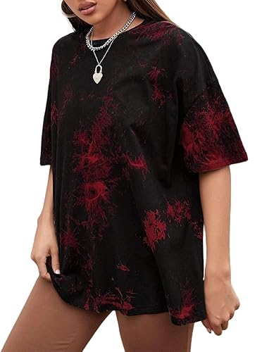  Tie Dye Oversized T Shirt - Black Red