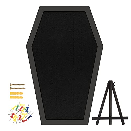 Gothvanity Coffin Pin Display Board - Wooden Felt Bulletin Board for Table Top or Wall - Gothic Decor for Home, Office and School - 17 x 11 Inches - Black