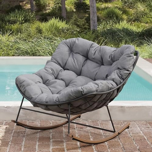 Grand patio Living Room Rocking Chair, Comfy Reading Sofa, Modern Cozy Lounge Rocker with Cushion for Bedroom, Dorm, Corner, Porch, Gray