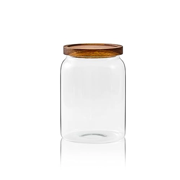 Sweejar Glass Jars for Laundry Room Organization, 90 ounce Laundry Pods Container, Glass Food Storage Jars with Airtight Lid, 1 Pack, Press Lid