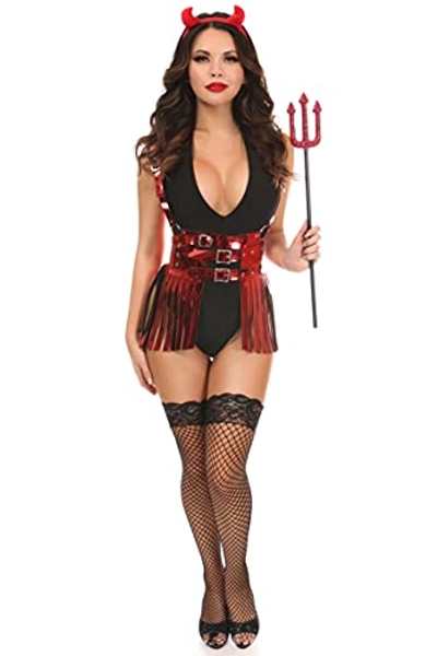 Daisy Corsets Women's Lavish 4 PC Sexy Devil Costume, Red, Large