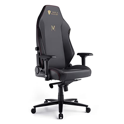 Noblerocker Gaming Chair Ergonomic PC Game Chair- Lumbar Support Headrest 4D Armrests Computer Chair, Big and Tall Comfortable Large, Rolling, Ergonomic, Cushion Availability, Metal, Black - Pu Black - Regular