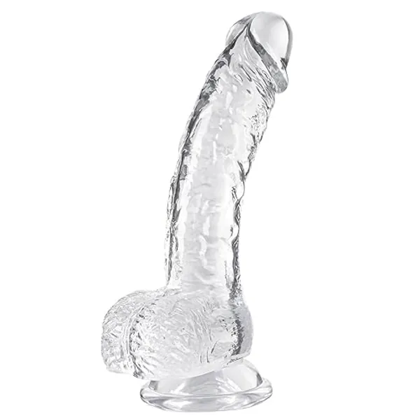 Clear Realistic Dildo, 7.3 Inch Feels Like Skin Body-Safe Material, with Strong Suction Cup for Hands-Free Play, Adult Sex Toys Suitable for Women Men Gay ＆ Couple - L1 - Clear