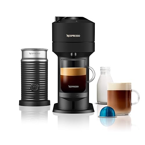 Nespresso Vertuo Next Coffee Machine, with Milk Frother, for Nespresso Vertuo coffee capsules, Matt Black. Make Cappuccino, Flat White, Lattes (Amazon Exclusive) - Black - Vertuo Next + Milk Frother