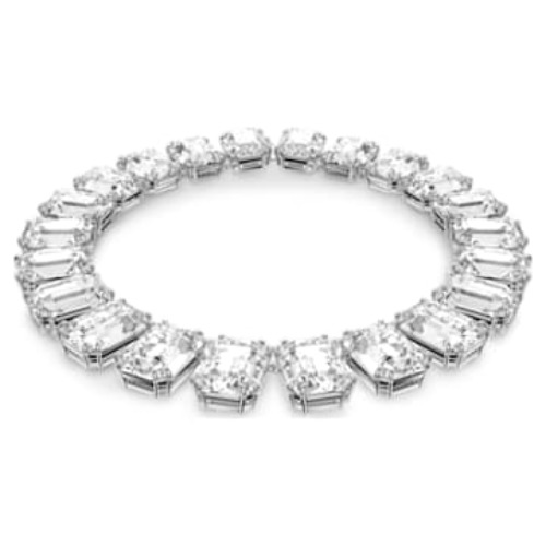 Millenia necklace, Oversized crystals, Octagon cut, White, Rhodium plated