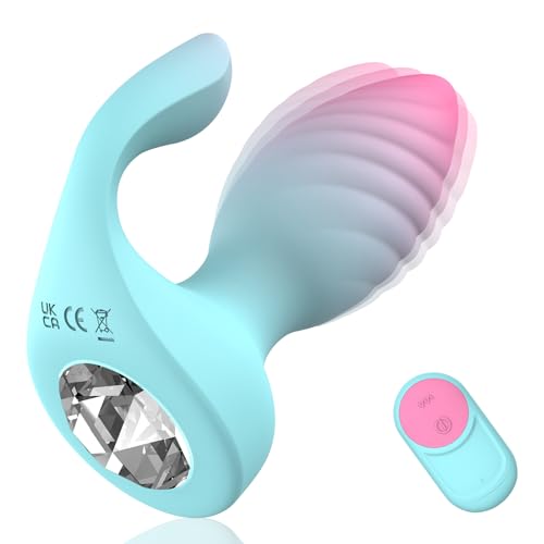 Adult Sex Toys for Women Anal Plug, 2 in 1 Remote Control Vibrator Clitoris Stimulator with 10 Vibrating Frequencies, Dual Motors Anal Toys Vibrating Butt Plug with Crystal Diamond Female Sex Toy - Colorful