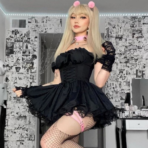 Babydoll Maiden Dress - Black / S