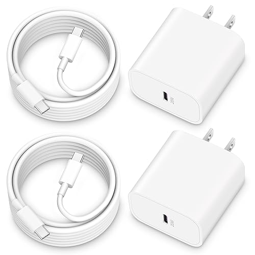 iPhone 16/15 Pro Max Charger, 2-Pack 20W Type C Fast Wall Charger Power Adapter, USB C Charger Block for iPhone 16/16 Pro/16 Pro Max/15/15 Plus/15 Pro Max, iPad, AirPods Pro with 6FT USB-C to C Cable - 6FT - White