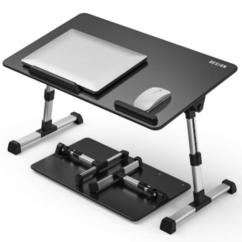 Besign Adjustable Latop Table, Portable Standing Bed Desk, Foldable Sofa Breakfast Tray, Notebook Computer Stand for Reading and Writing, Large Size, Black - 23.62''x12.99''x H(9.4''-12.6'') Black