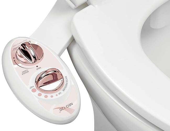 LUXE Bidet NEO 120 - Self-Cleaning Nozzle, Fresh Water Non-Electric Bidet Attachment for Toilet Seat, Adjustable Water Pressure, Rear Wash (Rose Gold) - Rose Gold