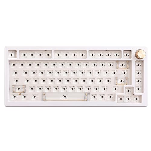 GK GAMAKAY SN75 75% Mechanical Keyboard Kit, VIA Programmable Hot Swap Tri-Mode Bluetooth/Type-C/2.4G Wireless RGB Customized Keyboard Kit, PCB Mounting Plate EVA Sound Insulation Mat (White) - White