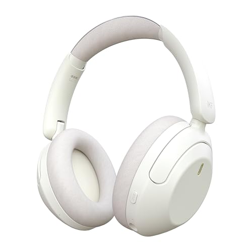 iKF-T3 Wireless Headphones Bluetooth 5.3 Active Noise Cancelling 125H Playtime Hi-Res Smart App Control 38ms Low Latency Foldable Lightweight Headset for PC Home Travel Office (YunYan-White) - YunYan-White