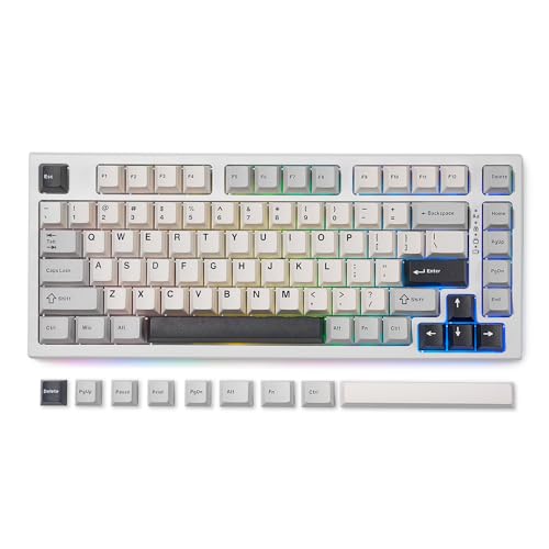 YUNZII YZ75 75% Hot Swappable Wireless Gaming Mechanical Keyboard, RGB Backlights, BT5.0/2.4G/USB-C, Dye Sub PBT Keycaps for Linux/Win/Mac(Gateron G Pro Yellow, White) - Gateron G Pro Yellow - White