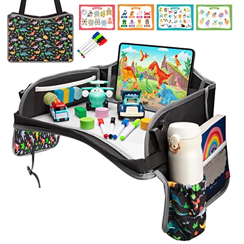 Blissful Diary Travel Tray For Kids Car Seat, Toddler Road Trip Essentials With Drawing Kit, Carseat Tray - Black - Black
