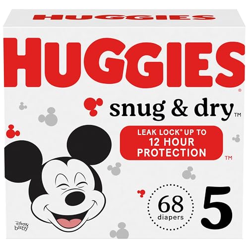 Huggies Size 5 Diapers, Snug & Dry Baby Diapers, Size 5 (27+ lbs), 68 Count - Size 5 - 68