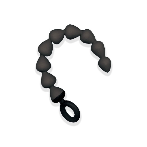 Black Silicone Anal Beads - Black