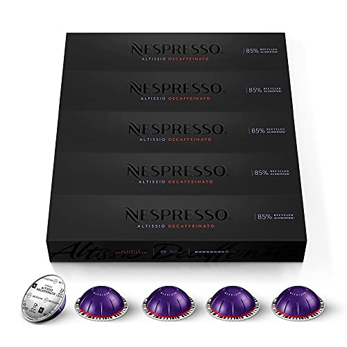 Nespresso Vertuo Altissio Decaffeinato, Dark Roast Espresso, 50 Count Espresso Coffee Capsules - Altissio Decaffeinato - 50 Count (Pack of 1)