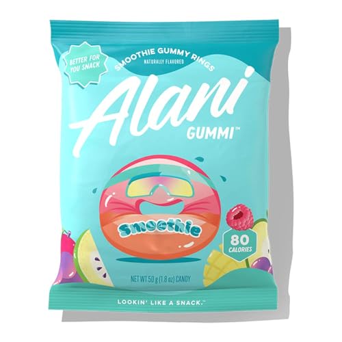 Alani Gummis Smoothie Gummy Rings Low Sugar Gummy Candy (2G) | 80 Calories per Bag | On-The-Go Snacks | Gluten Free | 7G of Fiber | Naturally Flavored | Pack of 12 - Smoothie Gummy Rings