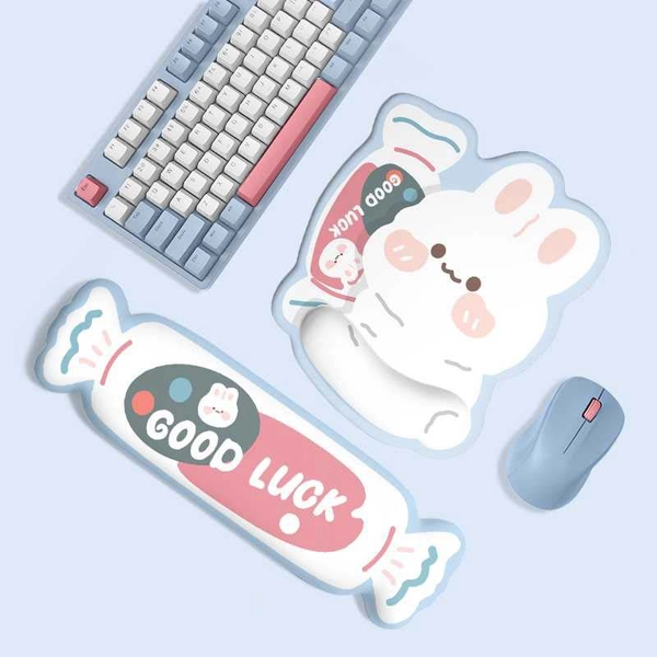 Candy Bunny Mouse Pad Kawaii Rabbit Keyboard Wrist Rest Game Room Decor