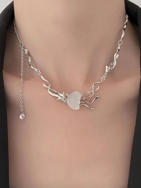 Rhinestone Jellyfish Pendant Necklace