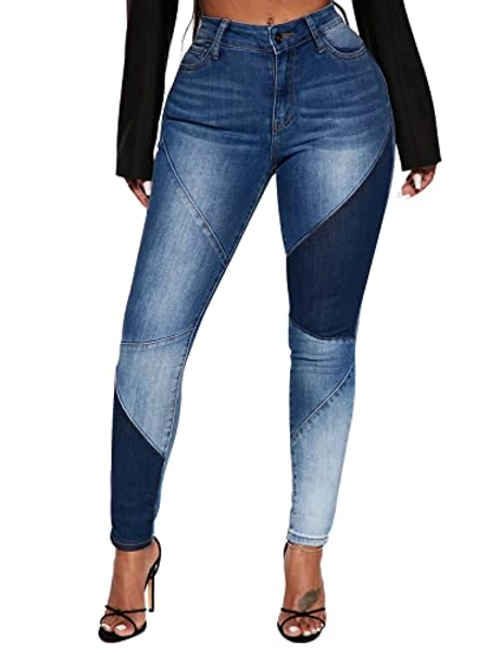 KUNMI Womens Classic High Waisted Skinny Stretch Butt Lifting Jeans Slim Fit Denim Pants