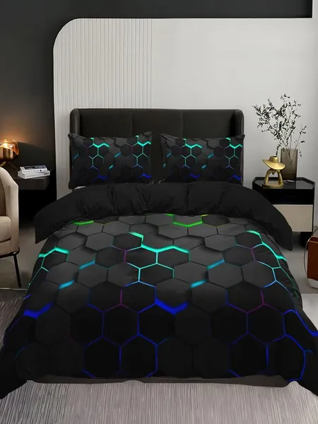 Geometric Pattern Duvet Cover Set Without Filler