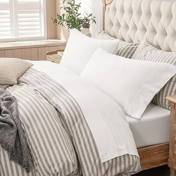 PURE ERA Jersey Knit 4pc Bed Sheet Set 100% T-Shirt Cotton Super Soft Comfy Breathable Fits Mattress Up to 20" Extra Deep Pocket (Solid Bright White, Full) - Solid Bright White - Full