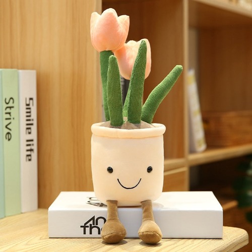 Bubbly Tulip Flower Pot Plush (5 Colors) - 13″ / 35cm / Pink