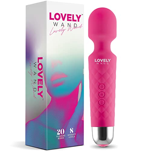 Vibrator by Lovely Wand - Powerful Personal Wand Massager for Women - Water-Resistant, Wireless, Handheld - 20 Vibration Modes & 8 Speeds - Adult Sex Toy, G Spot Stimulation, Dildo, Vibrator (Pink) - Pink