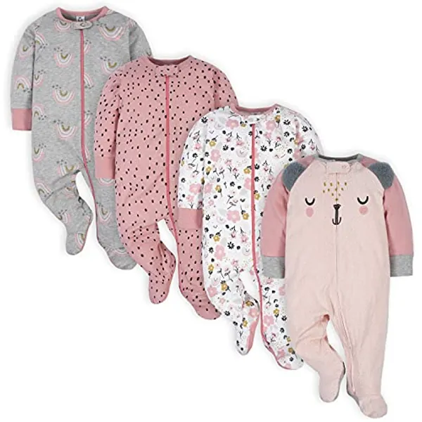 Gerber Baby-Girls 4 Pack Sleep 'N Play Footie