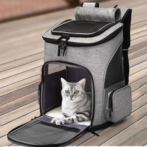 Foldable Pet Breathable Travel Backpack - Gray