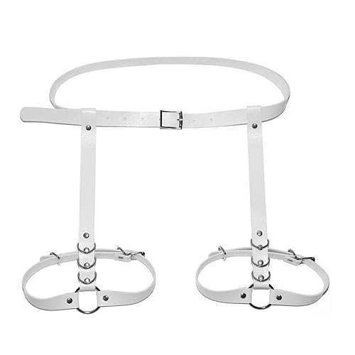 Daimay PU Leather Body Chain Waist Leg Punk Wind Clothes Cuff Belt Siamese Waist Body Jewelry for Woman - White